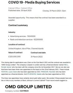 Covid Marketing contract for £320 million to end March 2022.JPG