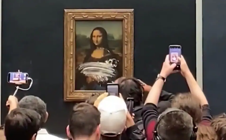 Mona Lisa Attacked by Climate Nut Job