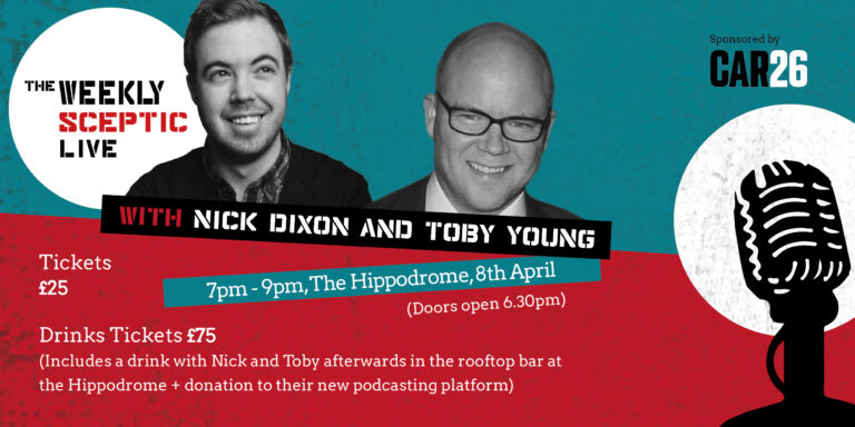 Come to the Weekly Sceptic Live on Monday