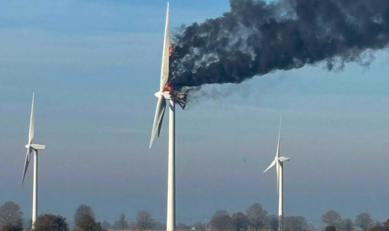 Wind Turbine Bursts into Flames