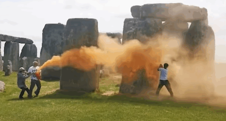 Just Stop Oil Activists Who Covered Stonehenge in Orange Powder Are Cleared of Criminal Damage Because ‘Human Rights’